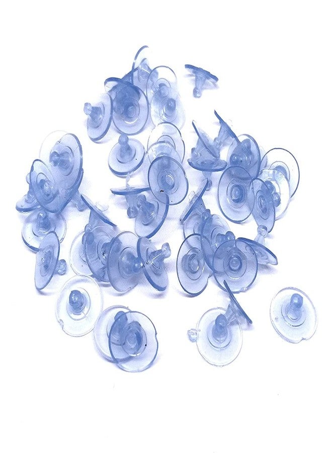 Excellentcrafts Clear Silicone Earring Back Stoppers Findings Stud Earring Plugs for Jewellery Making - 200 Pcs (10mm, Transparent Blue) - Image 1